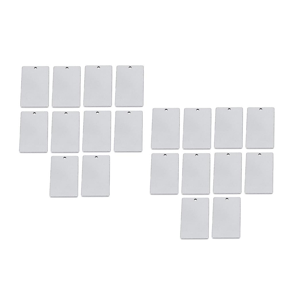 20pcs Metal Flat Rectangle Blank Stamping Charms Tag Pendants 9x25mm