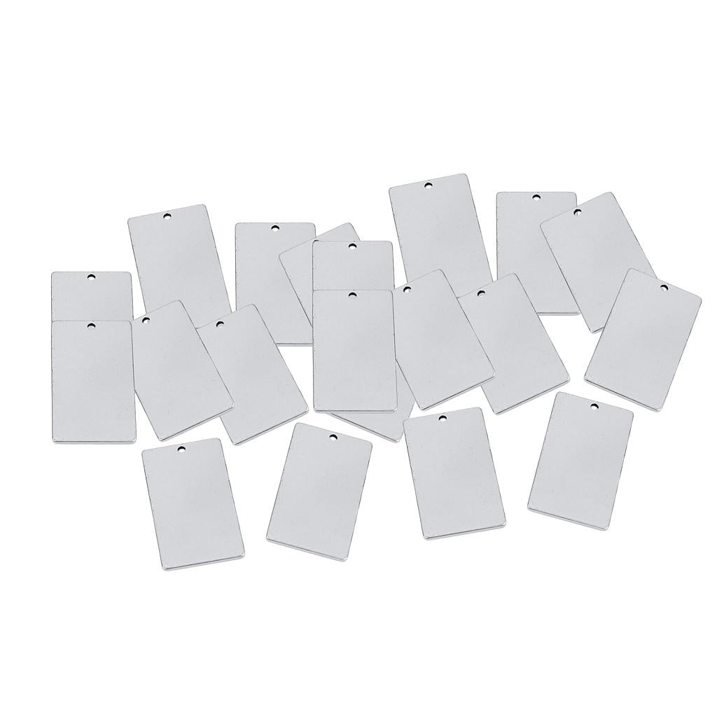 20pcs Metal Flat Rectangle Blank Stamping Charms Tag Pendants 9x25mm