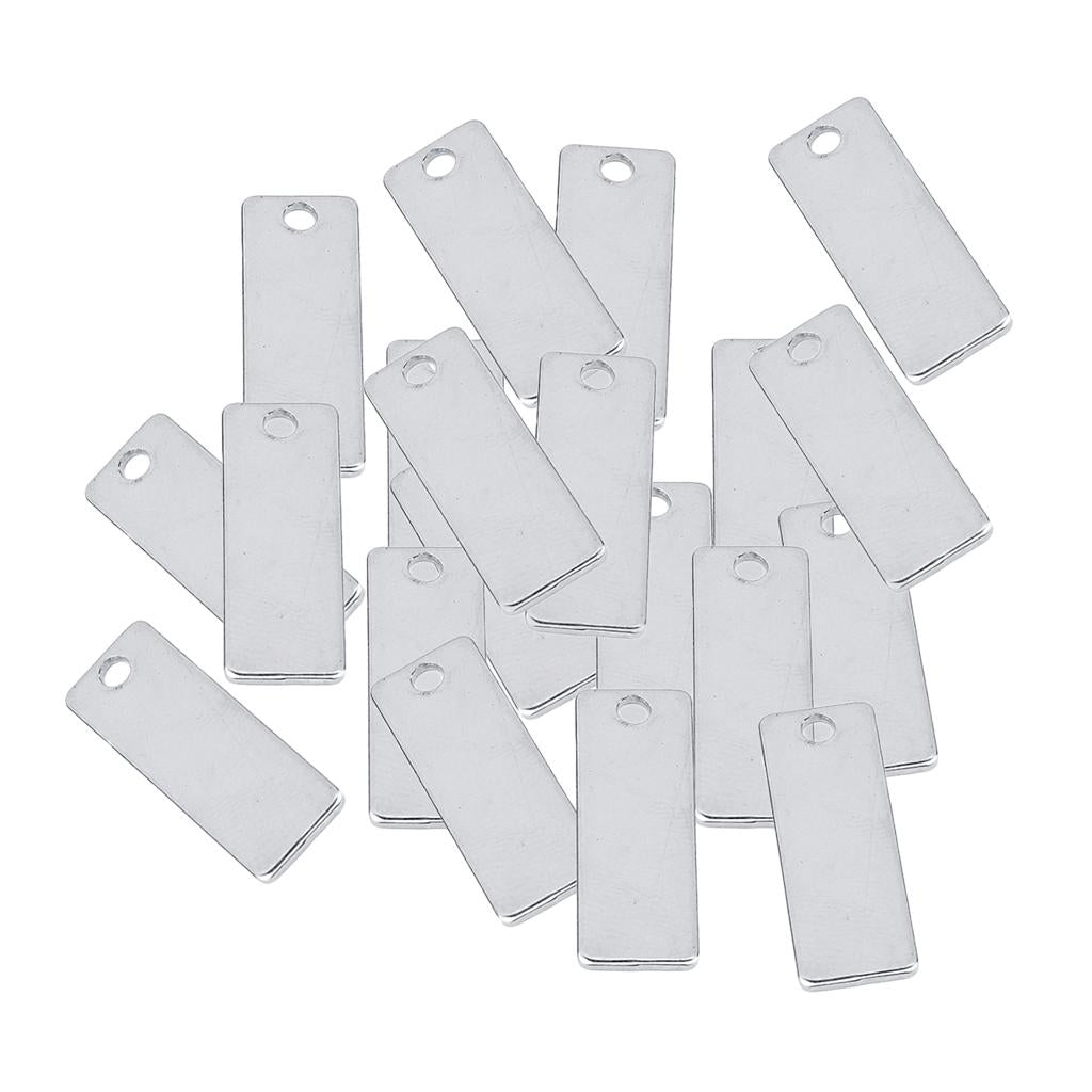 20pcs Metal Flat Rectangle Blank Stamping Charms Tag Pendants 18x32mm