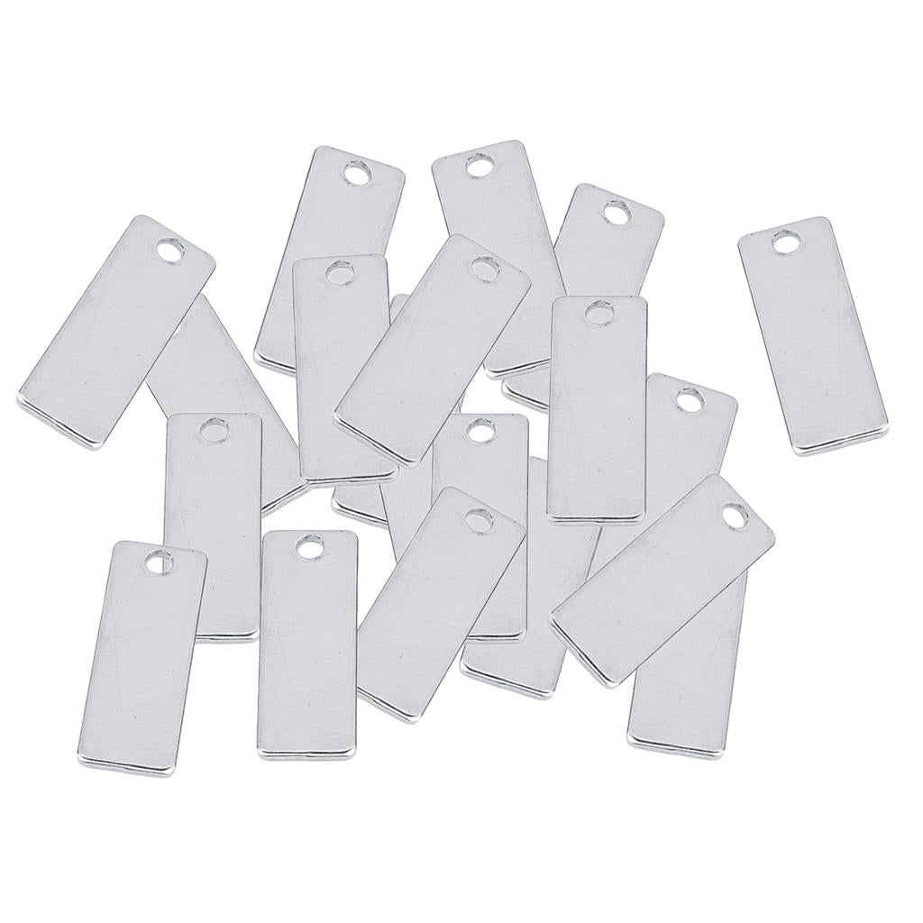 20pcs Metal Flat Rectangle Blank Stamping Charms Tag Pendants 18x32mm