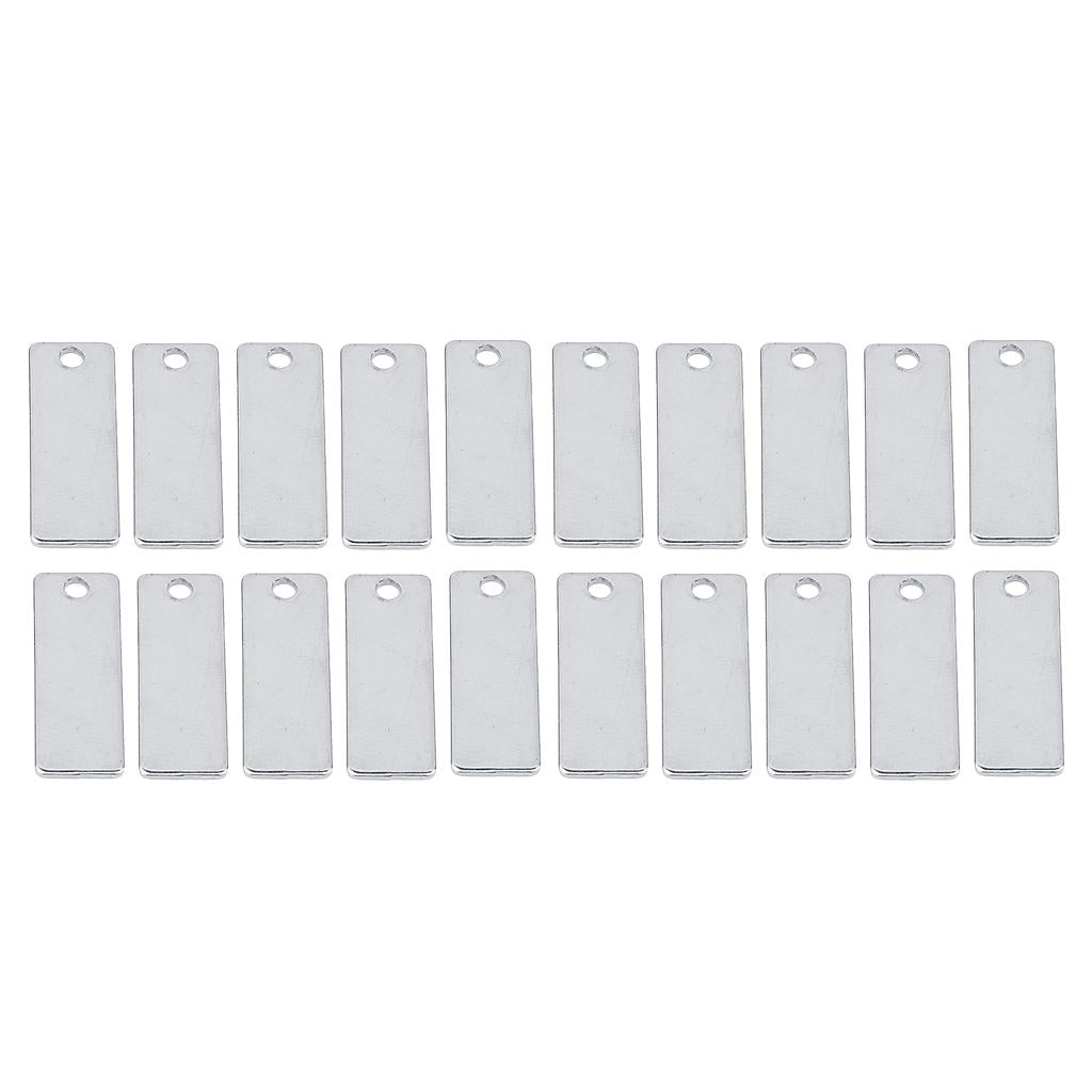 20pcs Metal Flat Rectangle Blank Stamping Charms Tag Pendants 18x32mm