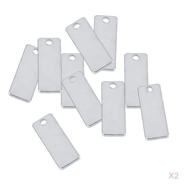 20pcs Metal Flat Rectangle Blank Stamping Charms Tag Pendants 18x32mm