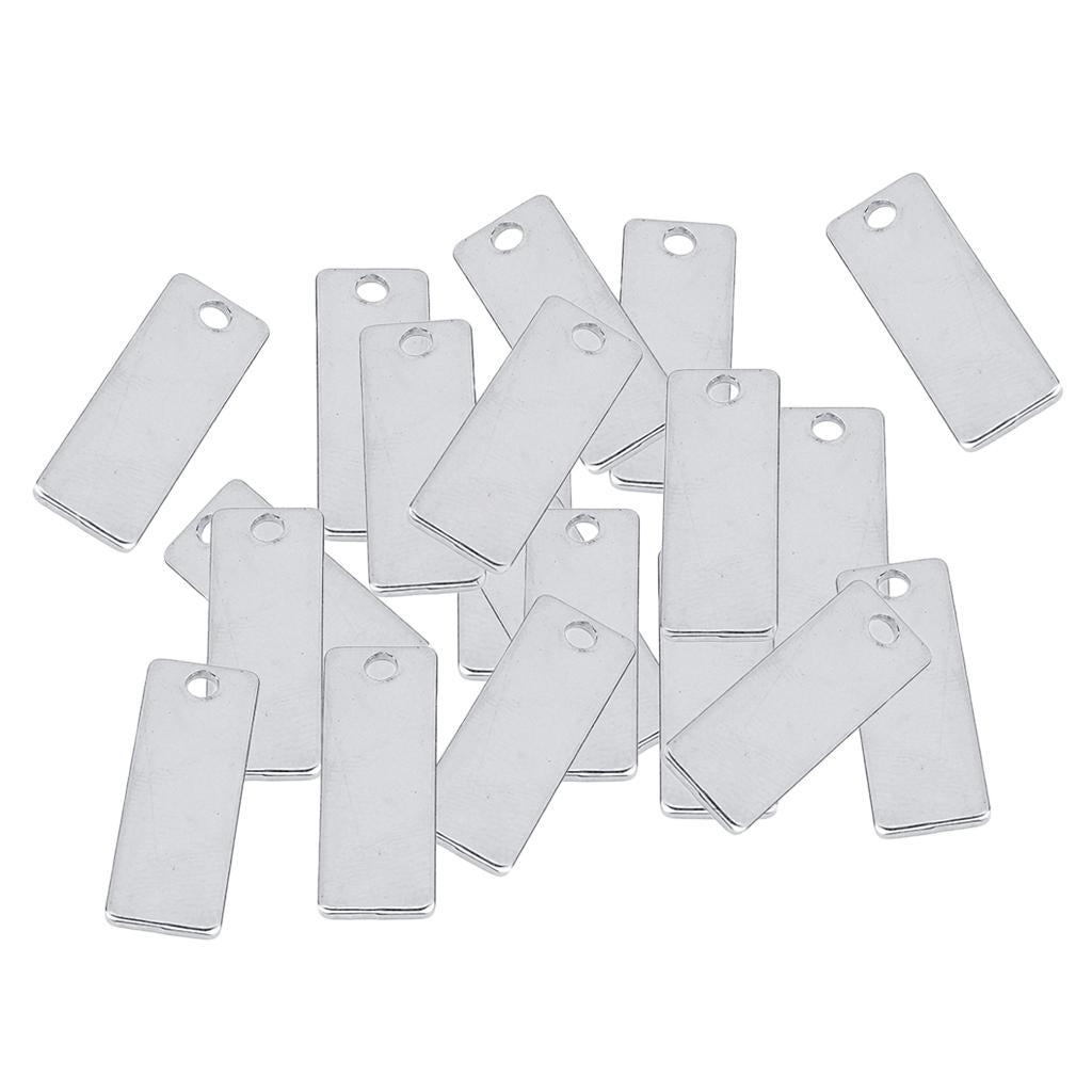 20pcs Metal Flat Rectangle Blank Stamping Charms Tag Pendants 18x32mm