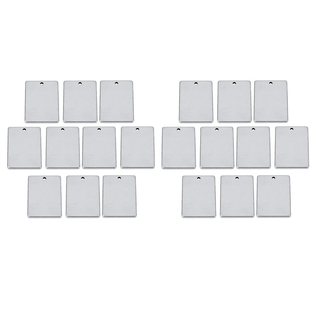 20pcs Metal Flat Rectangle Blank Stamping Charms Tag Pendants 20x30mm