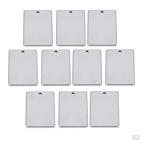 20pcs Metal Flat Rectangle Blank Stamping Charms Tag Pendants 20x30mm