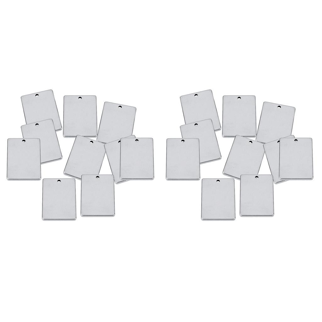 20pcs Metal Flat Rectangle Blank Stamping Charms Tag Pendants 20x30mm
