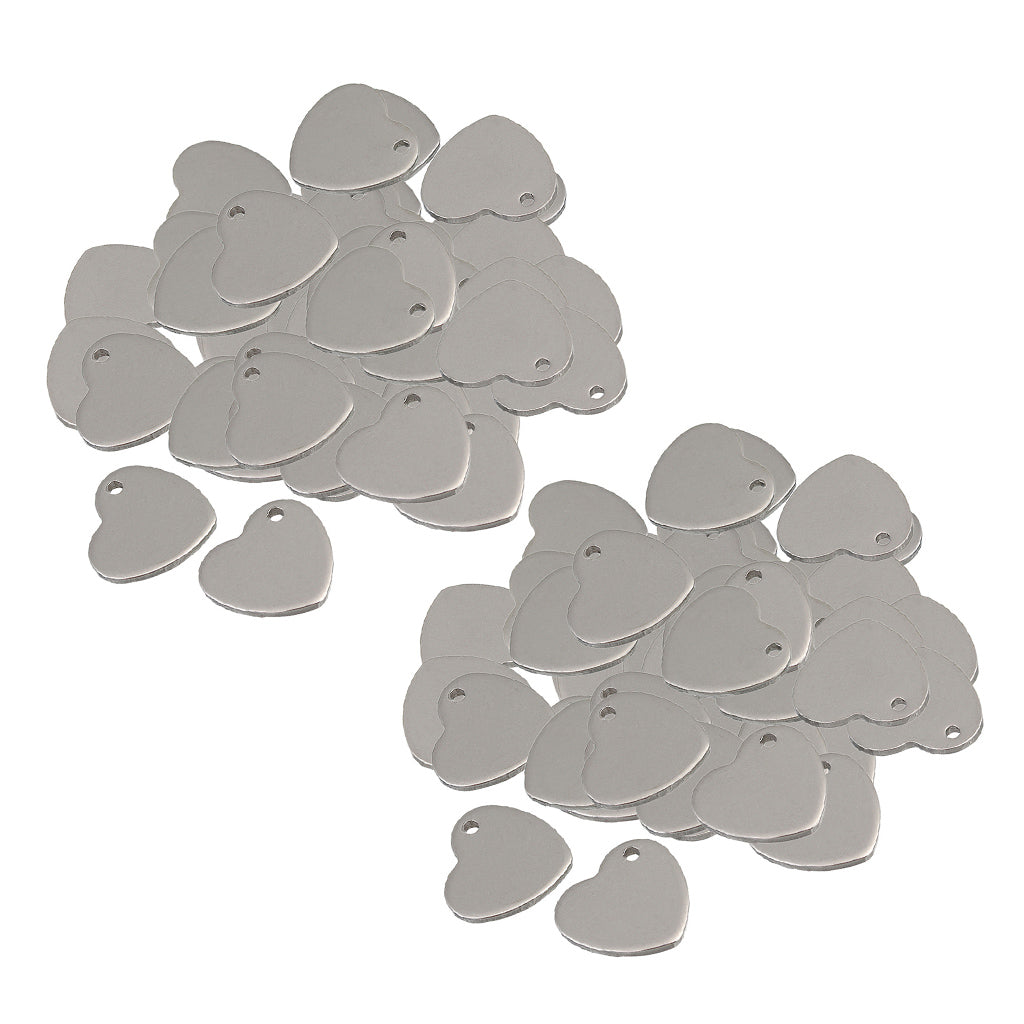 100x 14mm Metal Flat Heart Blank Stamping Charms Tag Pendants Jewelry Making