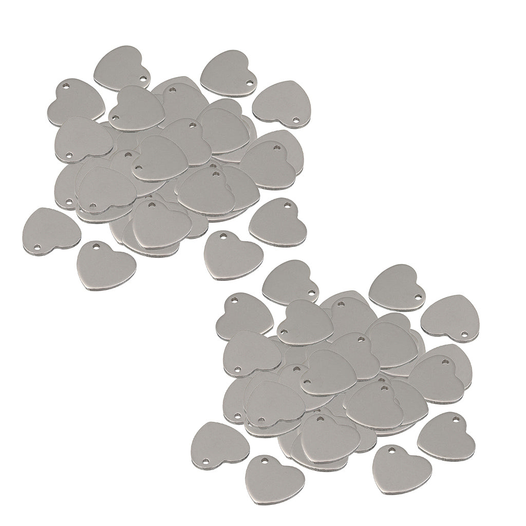 100x 14mm Metal Flat Heart Blank Stamping Charms Tag Pendants Jewelry Making