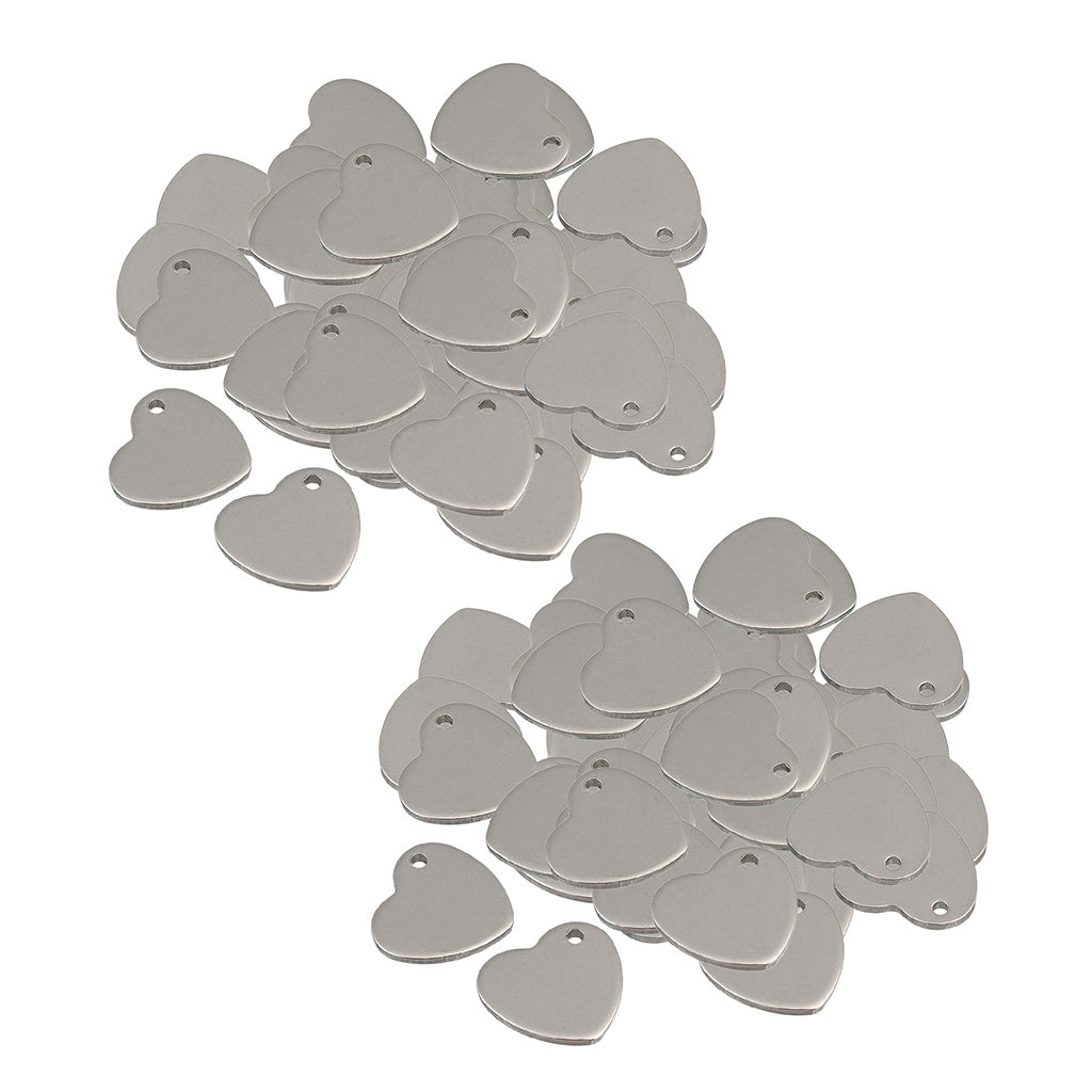 100x 14mm Metal Flat Heart Blank Stamping Charms Tag Pendants Jewelry Making