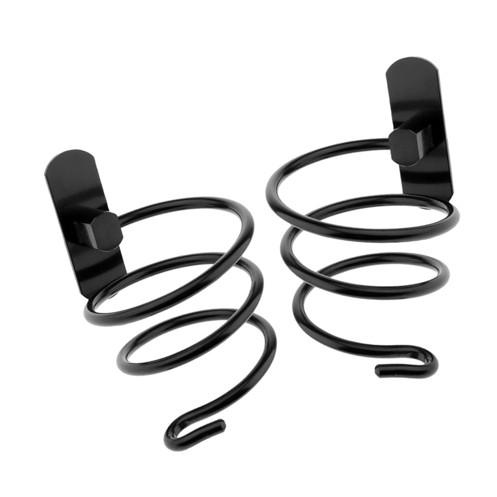 2x Hair Dryer Holder Rack Stand Storage Organizer Wall Stainless Steel Black