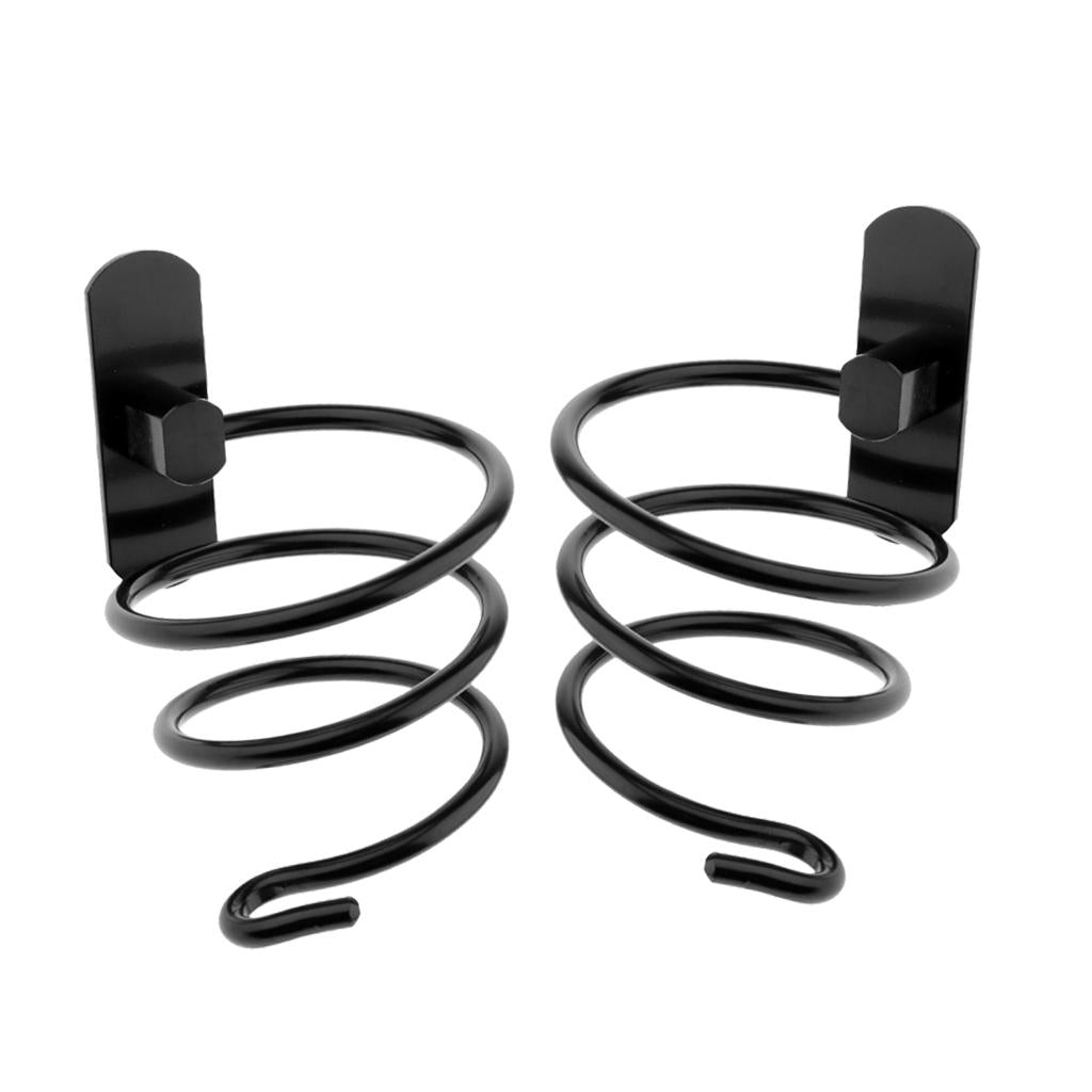 2x Hair Dryer Holder Rack Stand Storage Organizer Wall Stainless Steel Black