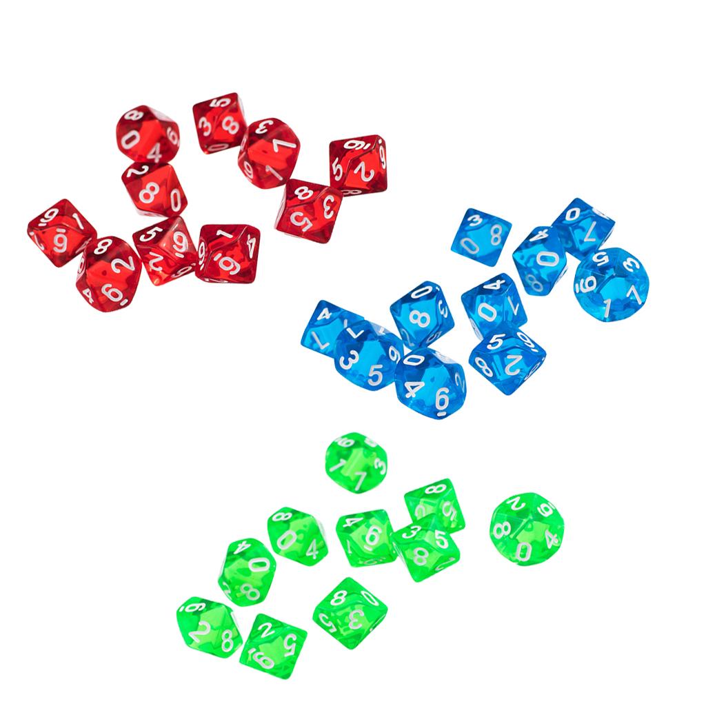 30Pcs 10 Sided Dice D10 Polyhedral Dice for Dungeons and Dragons RPG Toy