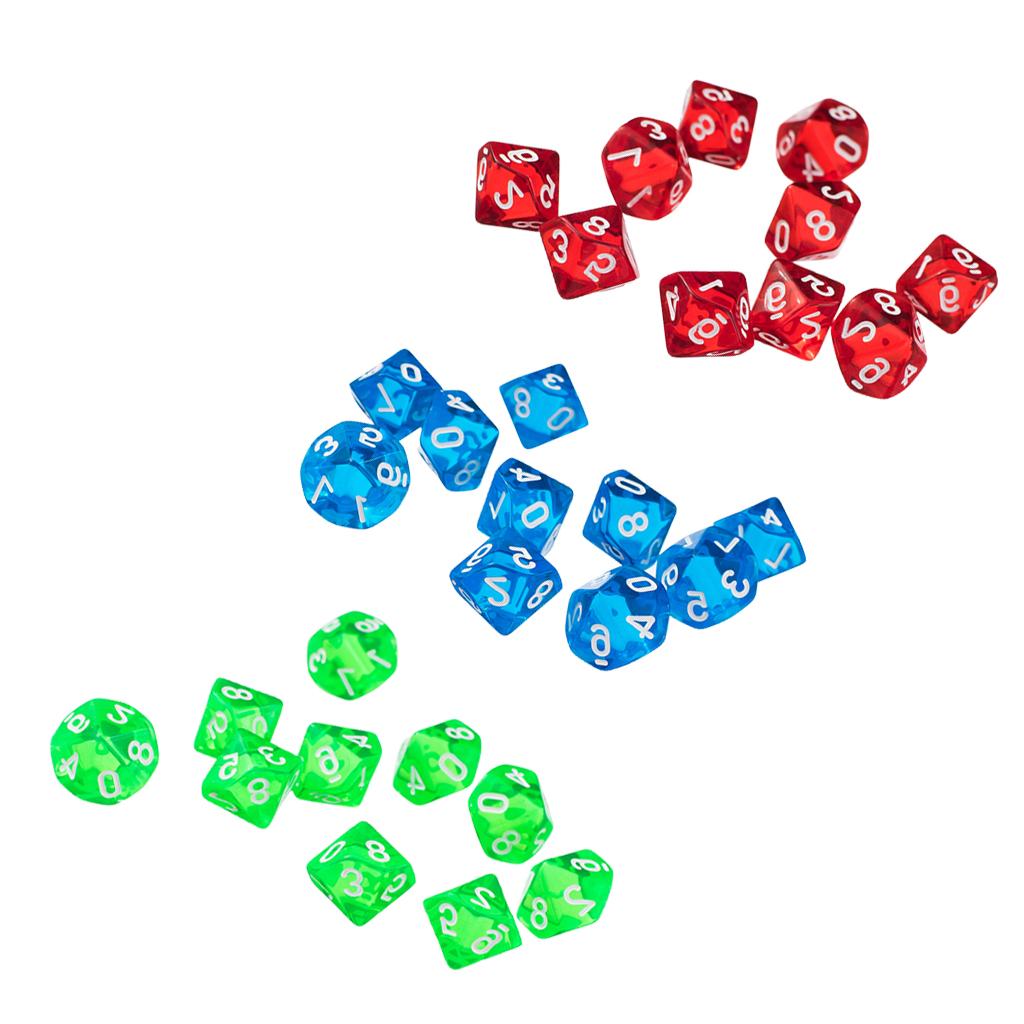 30Pcs 10 Sided Dice D10 Polyhedral Dice for Dungeons and Dragons RPG Toy
