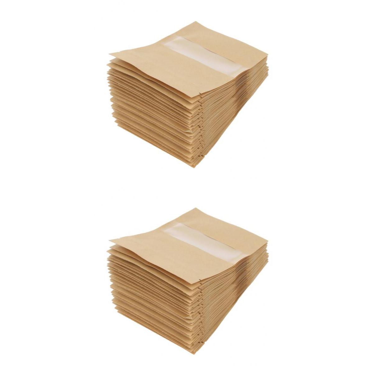 100Pcs Kraft Paper Bag Stand Up Pouch Food Packaging with Window