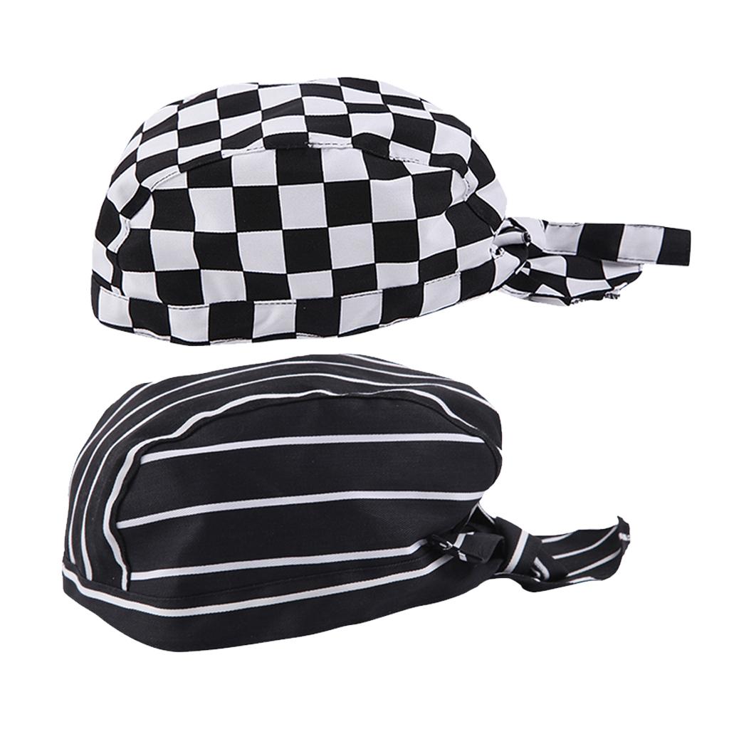 2Pcs Unisex Catering Chef's Headwrap Bandana Hat Head Do Tied Caps
