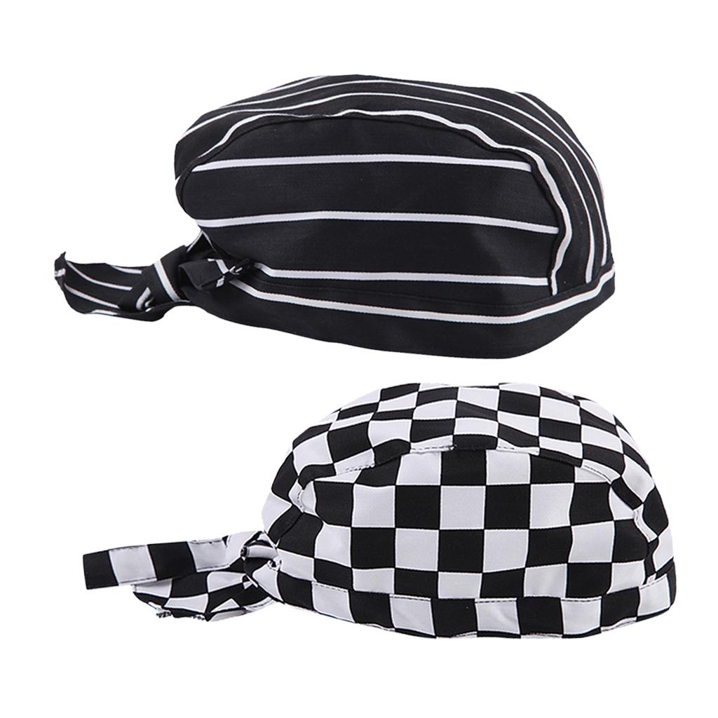 2Pcs Unisex Catering Chef's Headwrap Bandana Hat Head Do Tied Caps