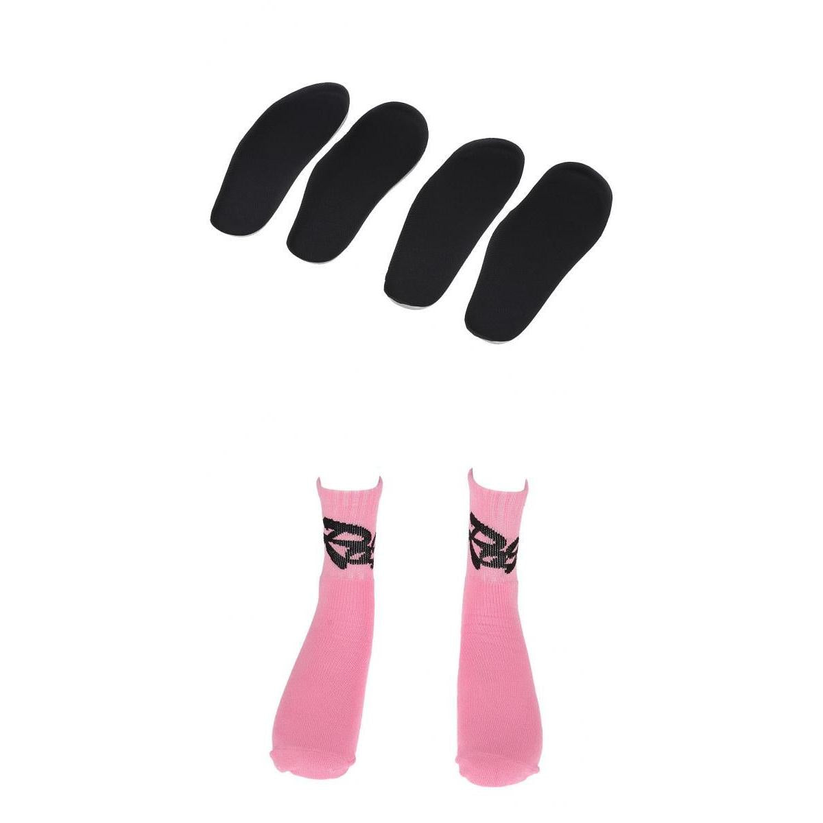 2 Pairs Child Skating Cotton Warm Socks Stockings + Skates Insoles Pink M