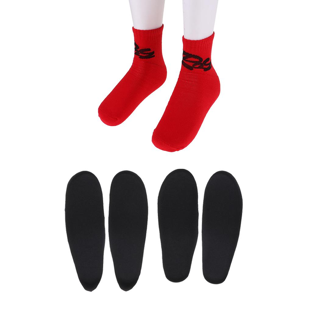 2 Pairs Child Skating Cotton Warm Socks Stockings + Skates Insoles Red M
