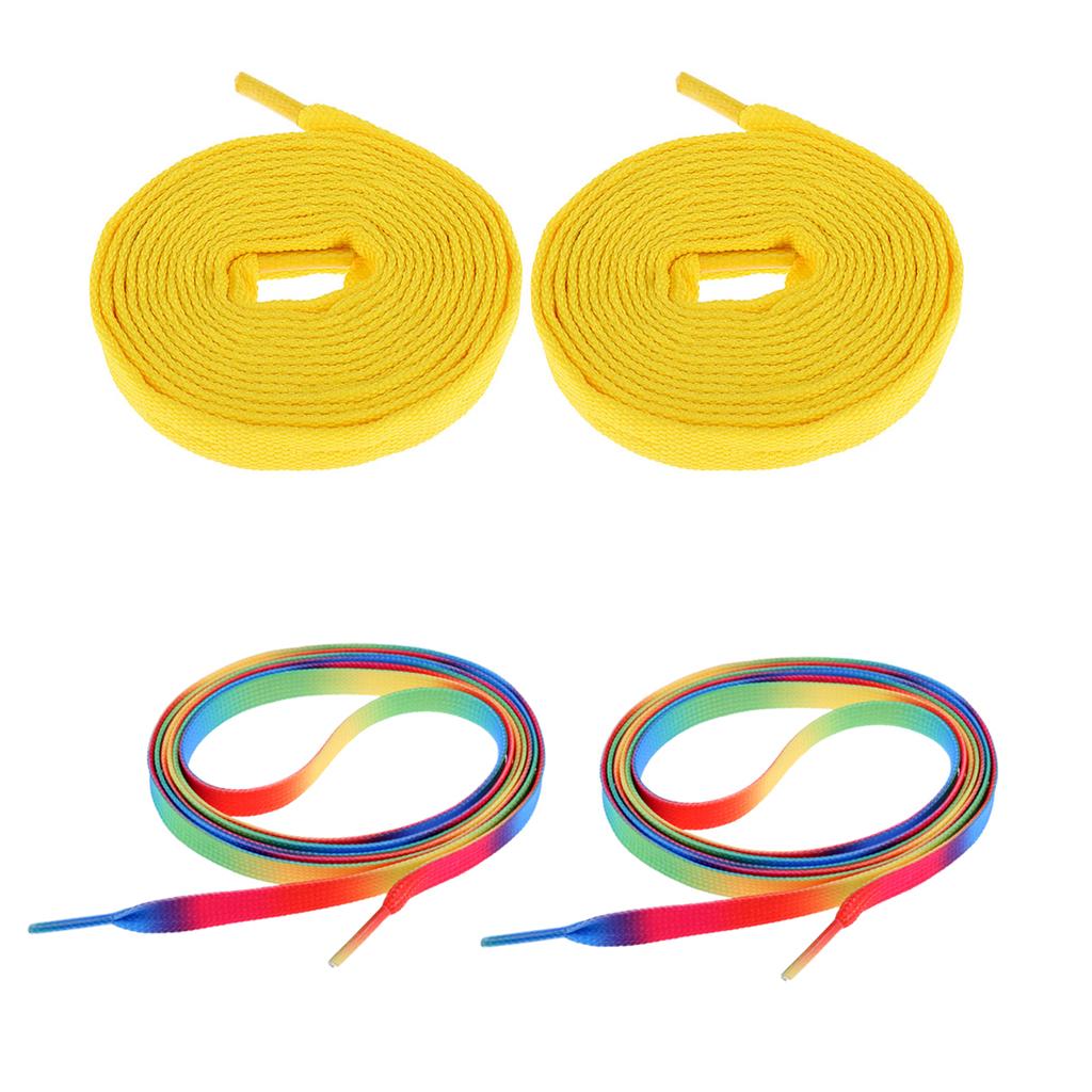 2 Pairs Roller Inline Skate Shoelaces Skates Strings Shoe Laces 180cm Yellow