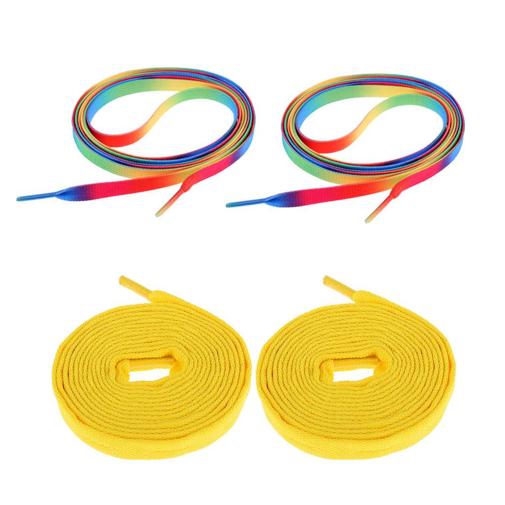 2 Pairs Roller Inline Skate Shoelaces Skates Strings Shoe Laces 180cm Yellow