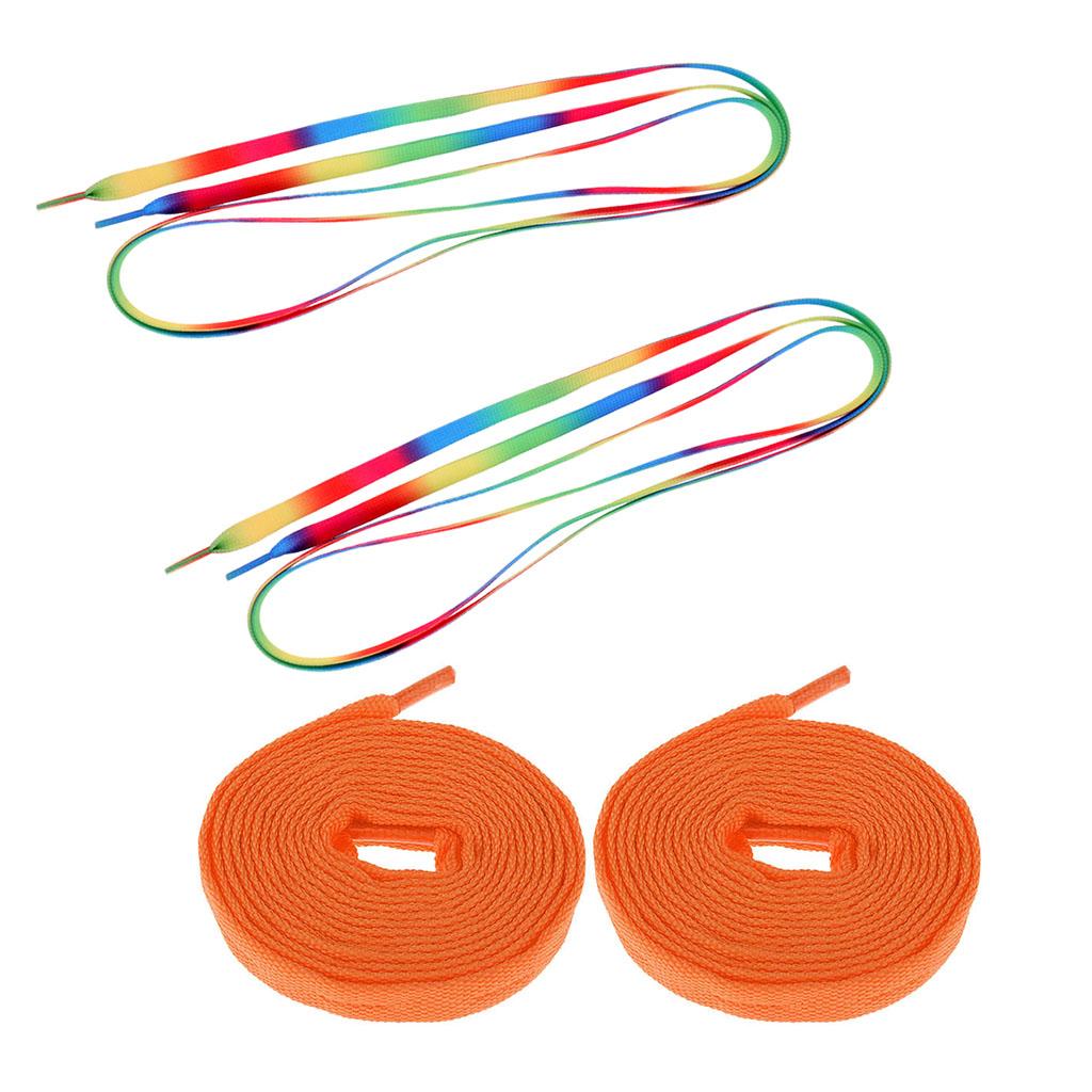 2 Pairs Roller Inline Skate Shoelaces Skates Strings Shoe Laces 180cm Orange