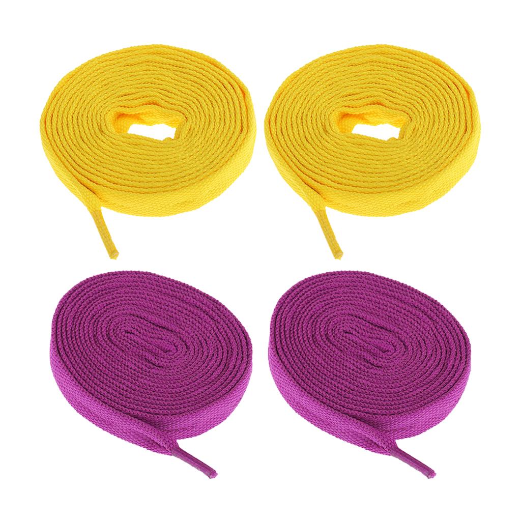 2 Pairs Replacement Skates Shoelaces Roller Skating Strings Purple Yellow