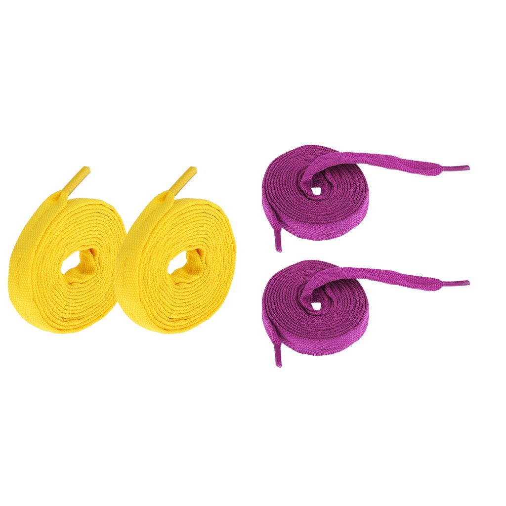 2 Pairs Replacement Skates Shoelaces Roller Skating Strings Purple Yellow