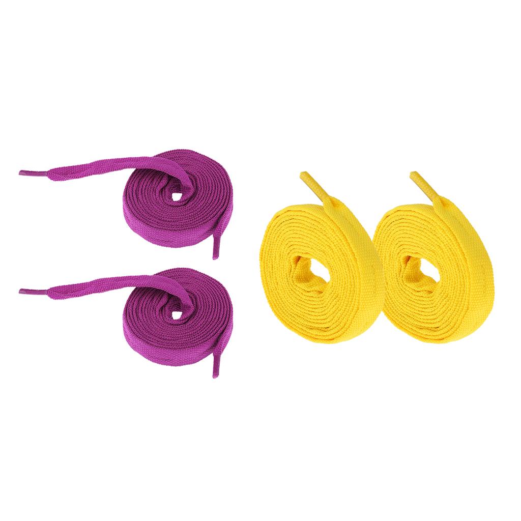 2 Pairs Replacement Skates Shoelaces Roller Skating Strings Purple Yellow