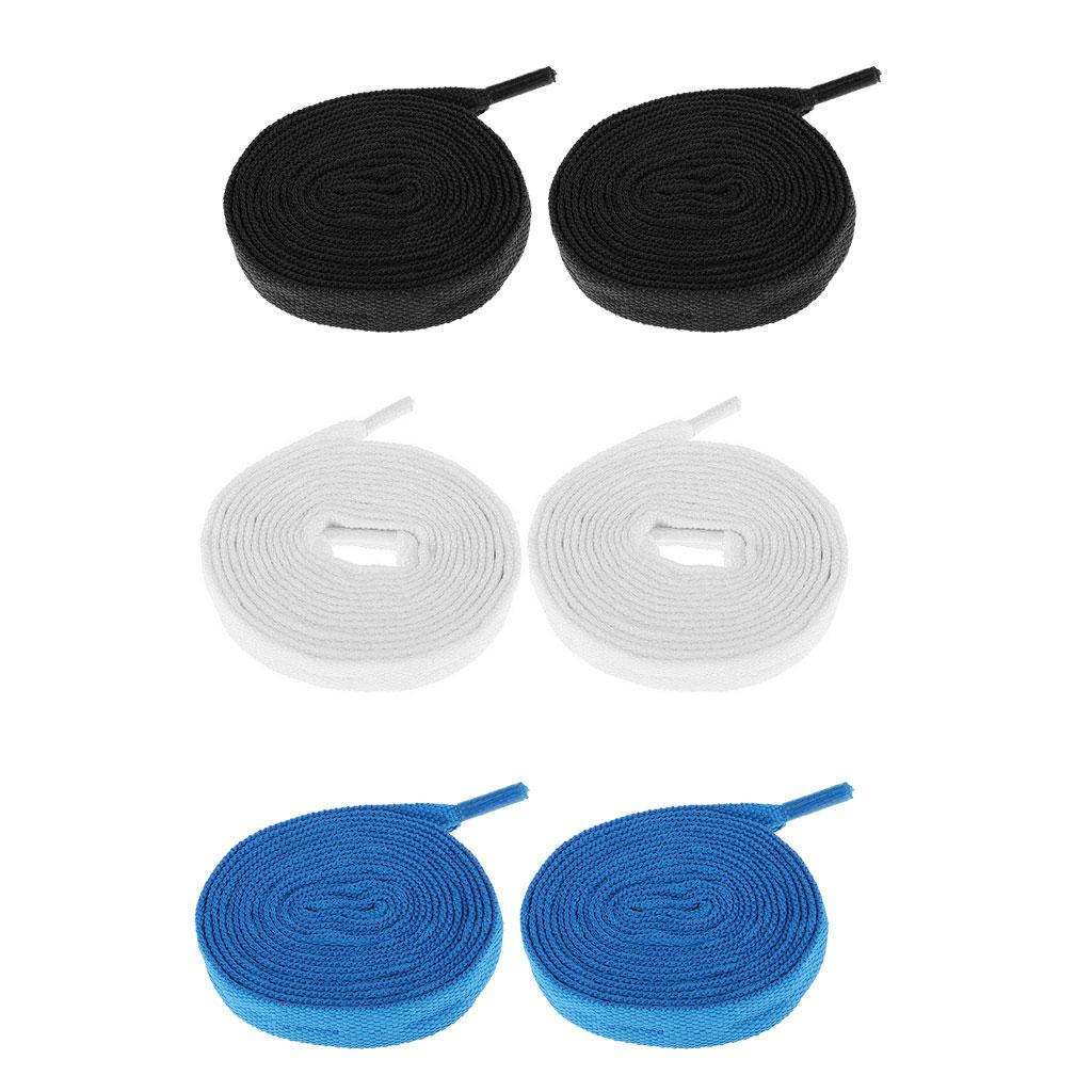 3 Pairs Skates Shoelaces Roller Inline Skate Boots Strings Black Blue White