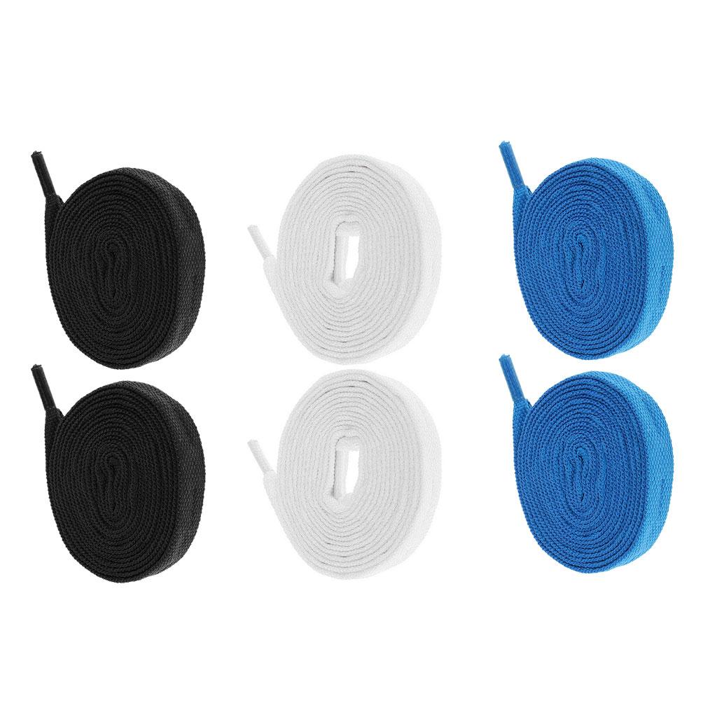 3 Pairs Skates Shoelaces Roller Inline Skate Boots Strings Black Blue White