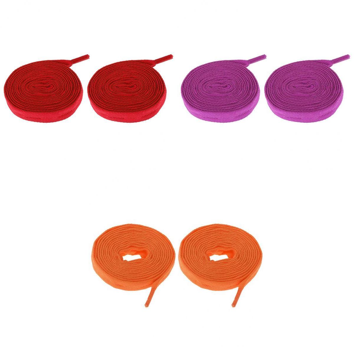 3 Pairs Skates Shoelaces Roller Inline Skate Boots Strings Red Orange Purple