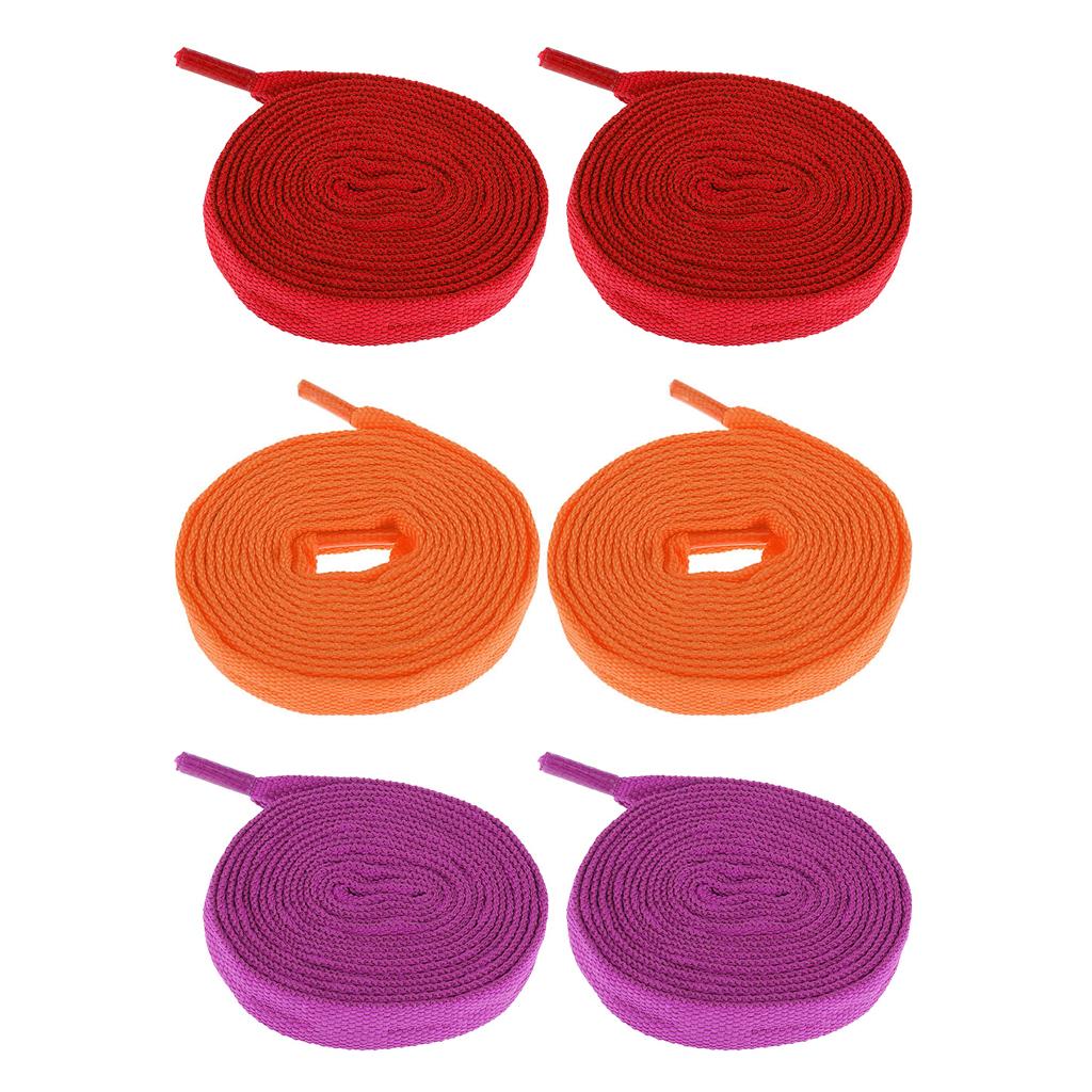 3 Pairs Skates Shoelaces Roller Inline Skate Boots Strings Red Orange Purple