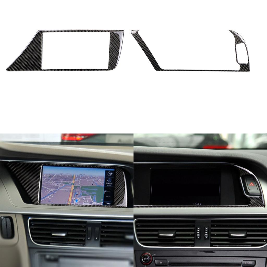 2x Carbon Fiber Car Outer Inner GPS Navigation Cover For Audi A4 B8 A5 09-16