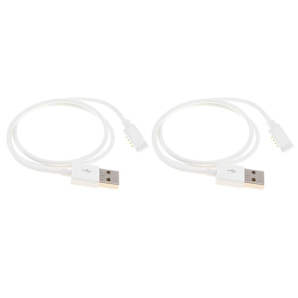 2 Pcs USB 2.0 to 4 PIN Magnetic Cable Charger Cord For Smart Watch Bracelet