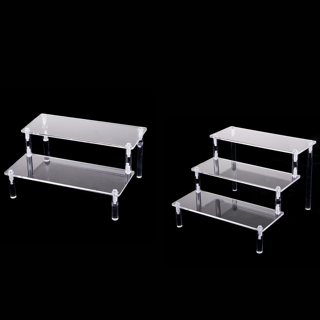 2pc Acrylic Cosmetics Storage Rack Detachable Model Figures Display Stand