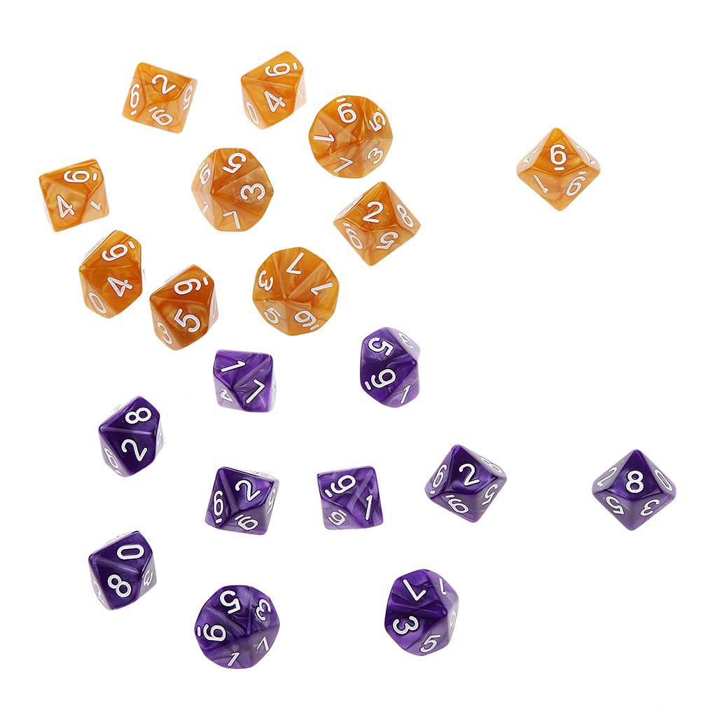 20pcs Ten Sided Dices D10 Playing D&D RPG Party Games Dices