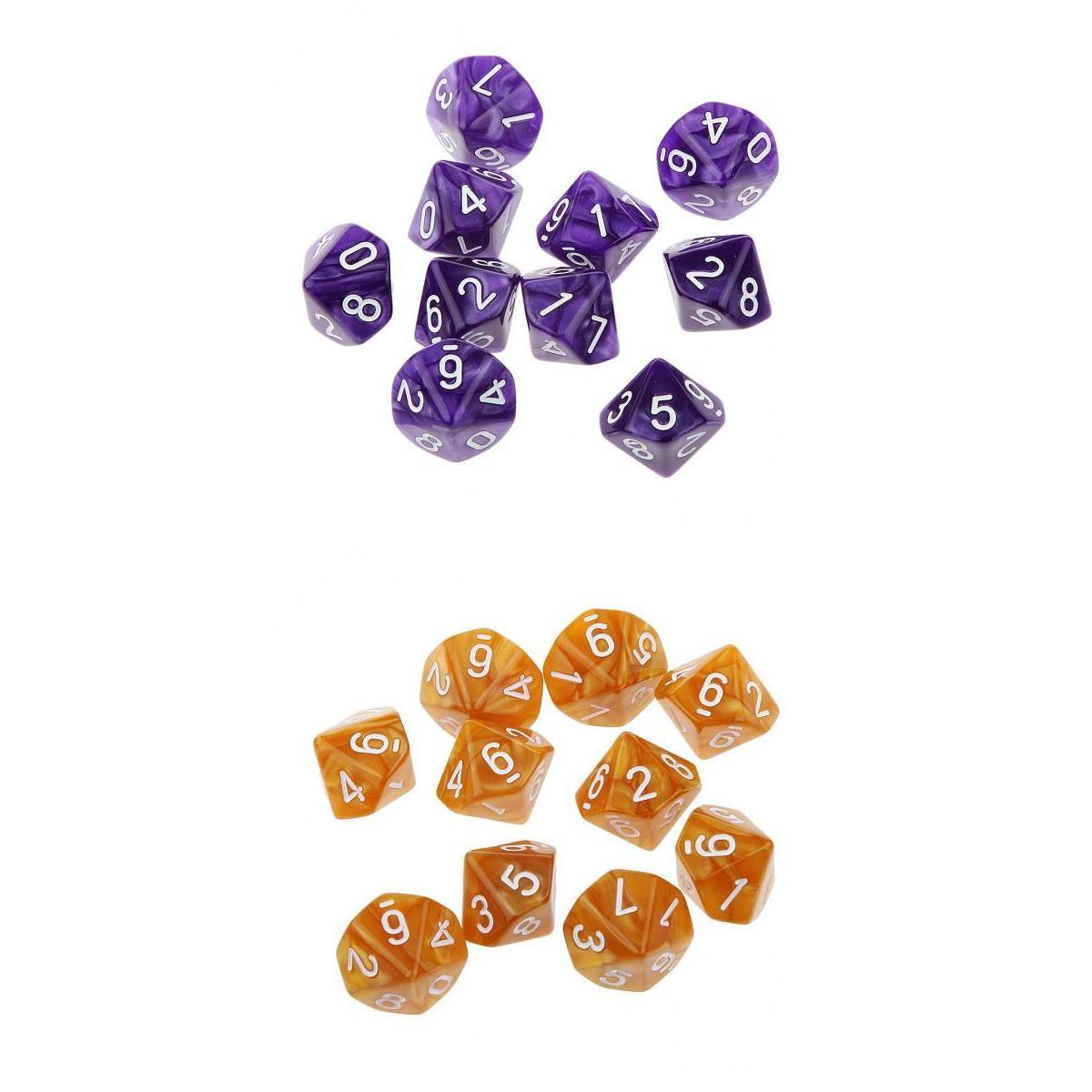 20pcs Ten Sided Dices D10 Playing D&D RPG Party Games Dices