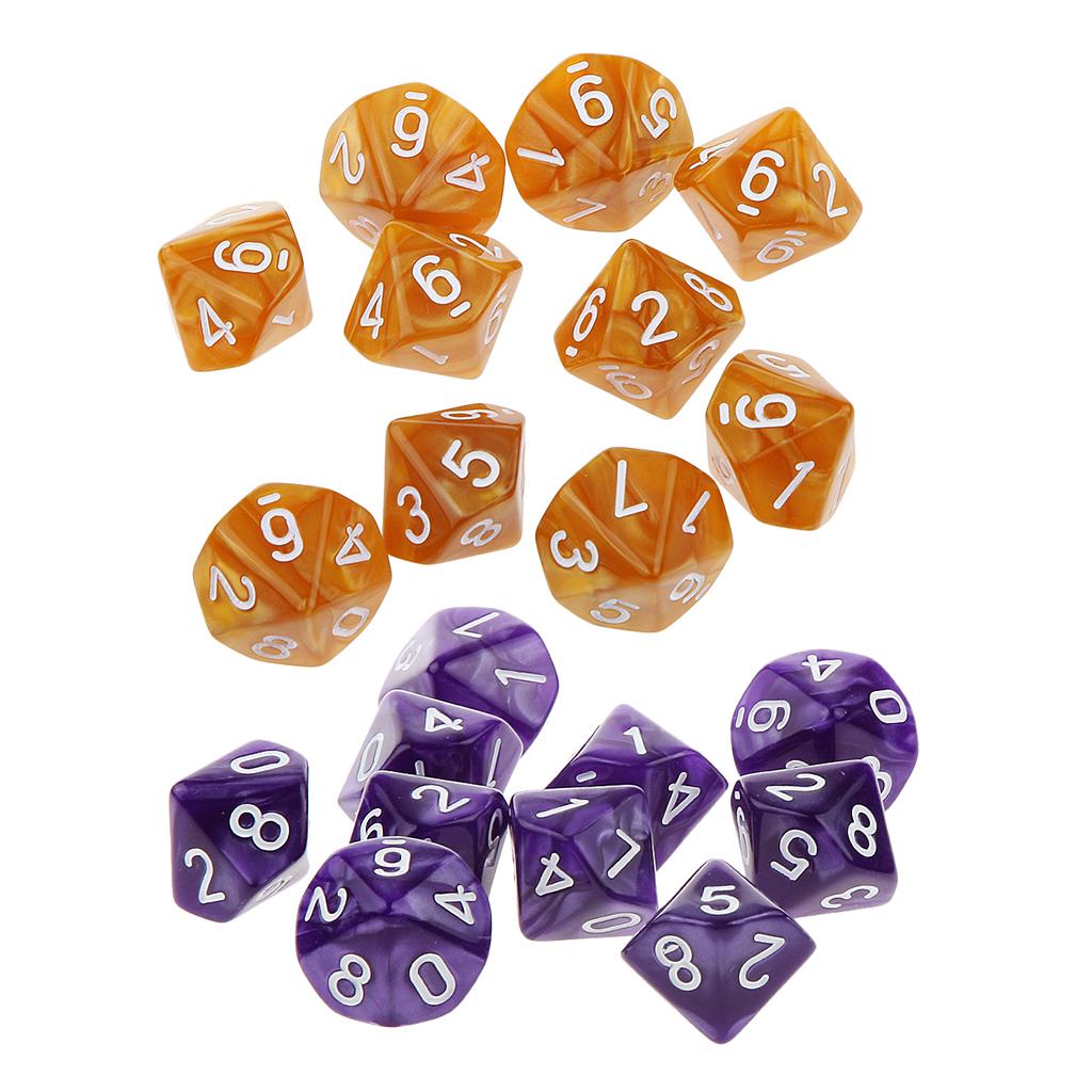 20pcs Ten Sided Dices D10 Playing D&D RPG Party Games Dices