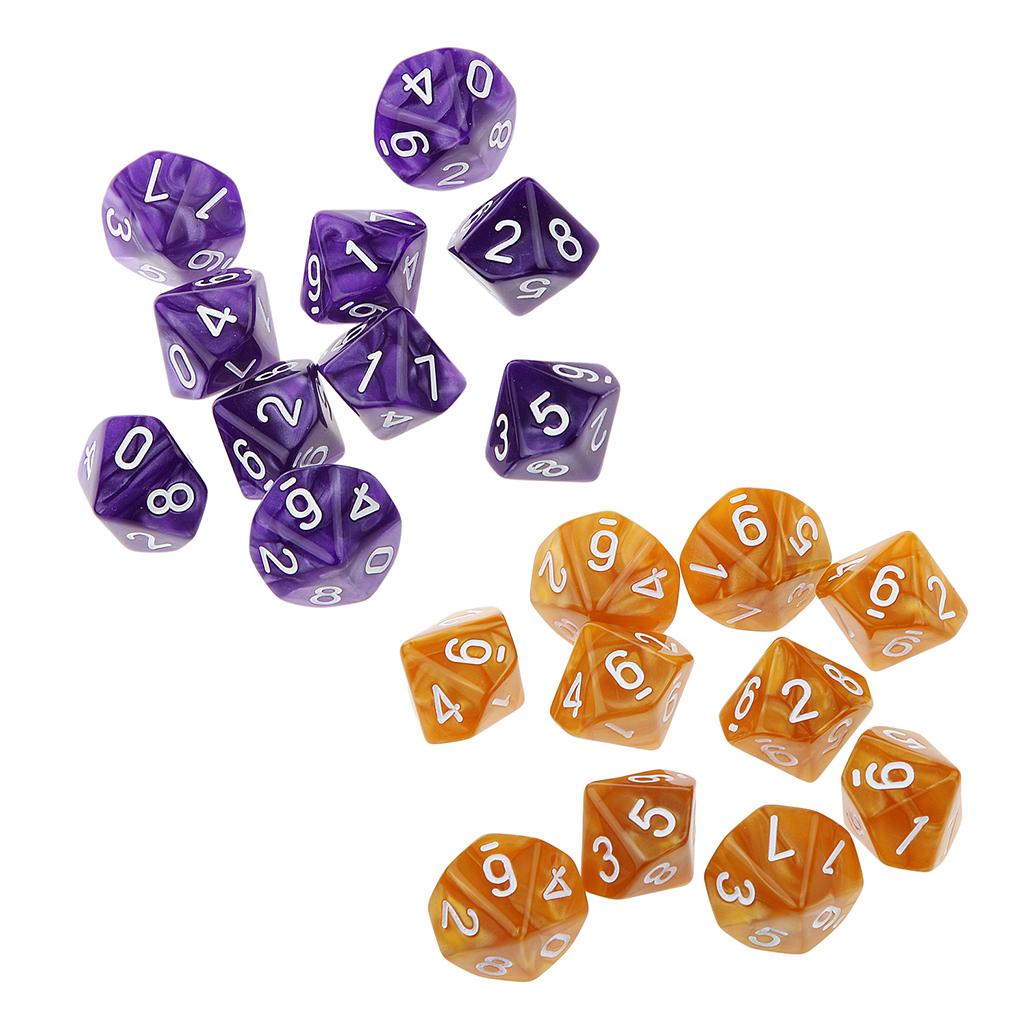 20pcs Ten Sided Dices D10 Playing D&D RPG Party Games Dices