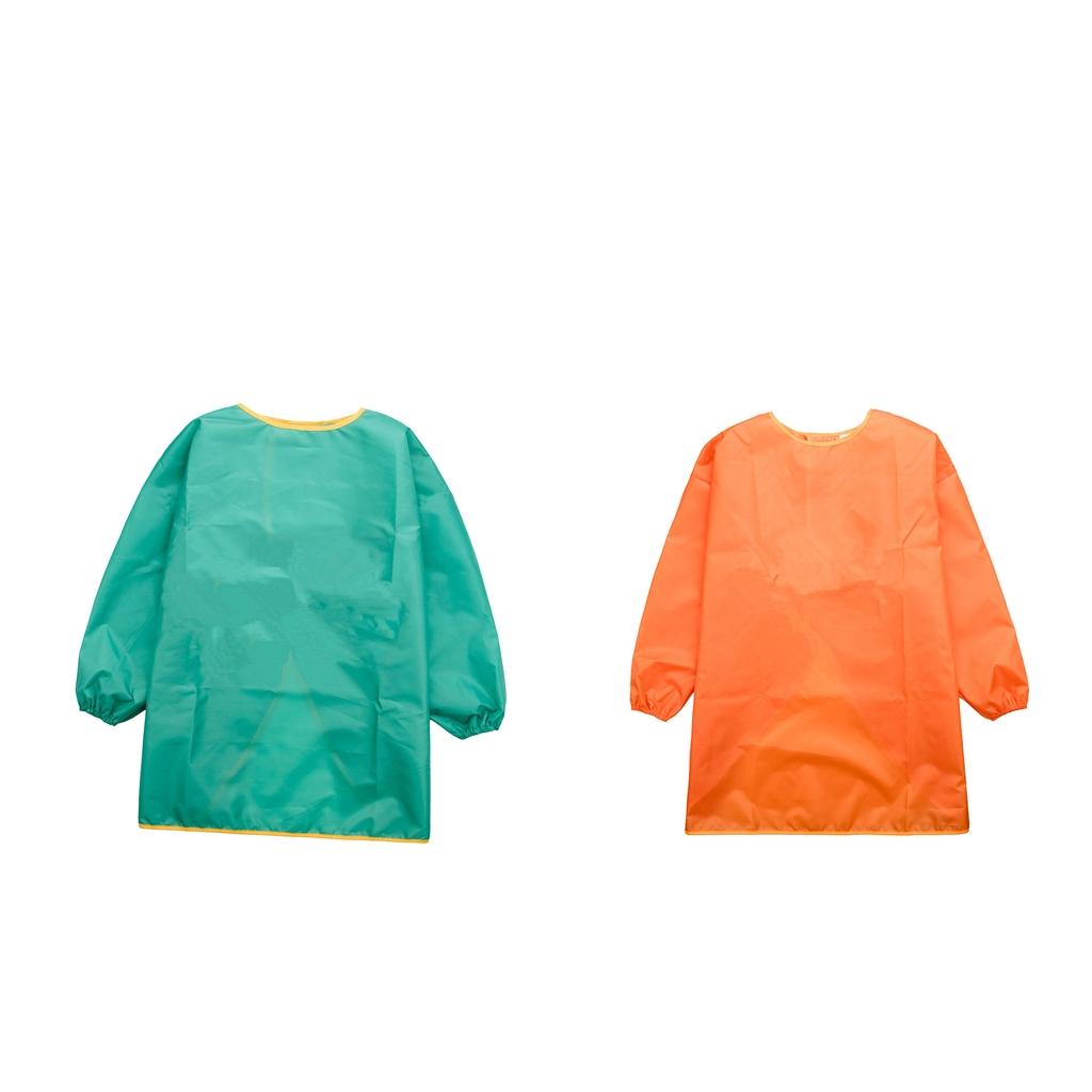 2Pcs Children Long Sleeve Drawing Painting Waterproof Smock orange green
