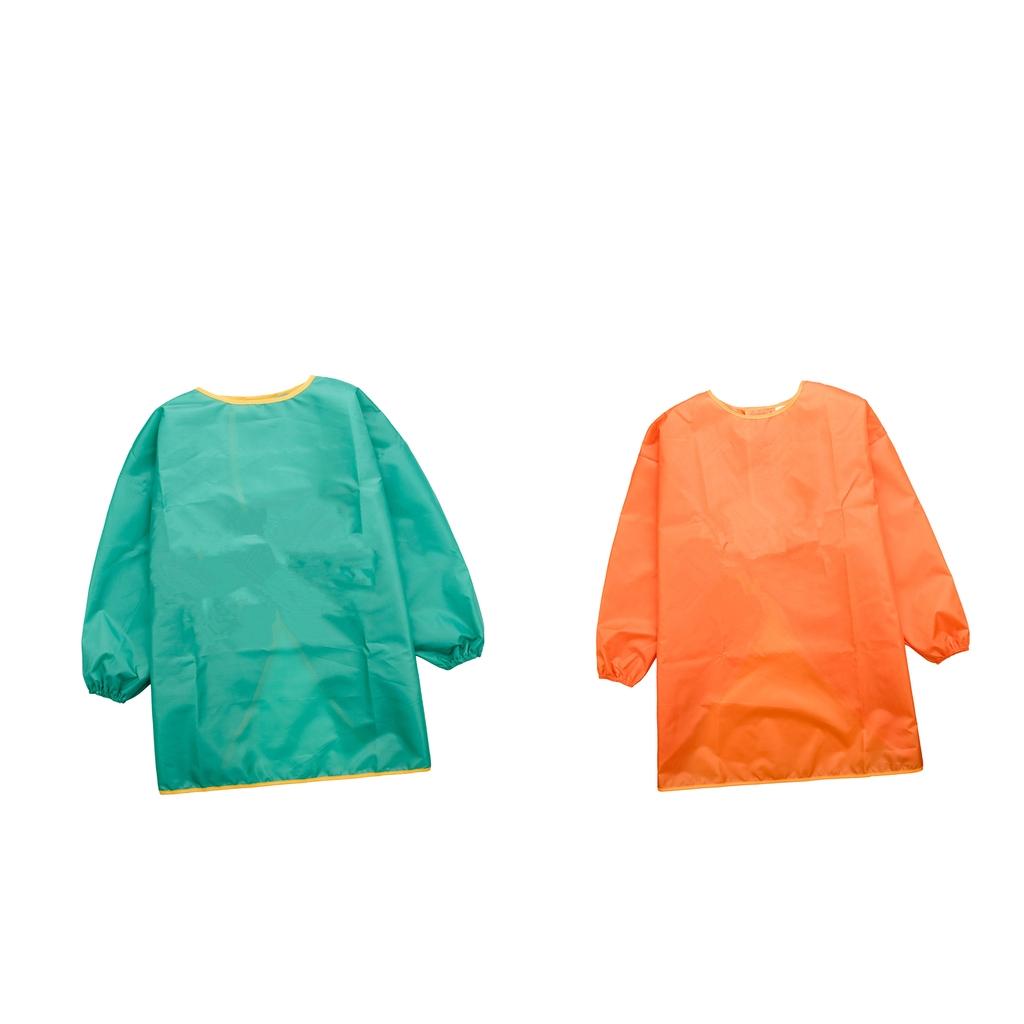 2Pcs Children Long Sleeve Drawing Painting Waterproof Smock orange green