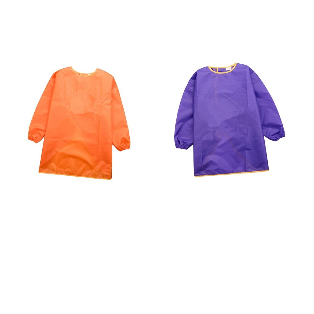 2Pcs Children Long Sleeve Drawing Painting Waterproof Smock orange purple