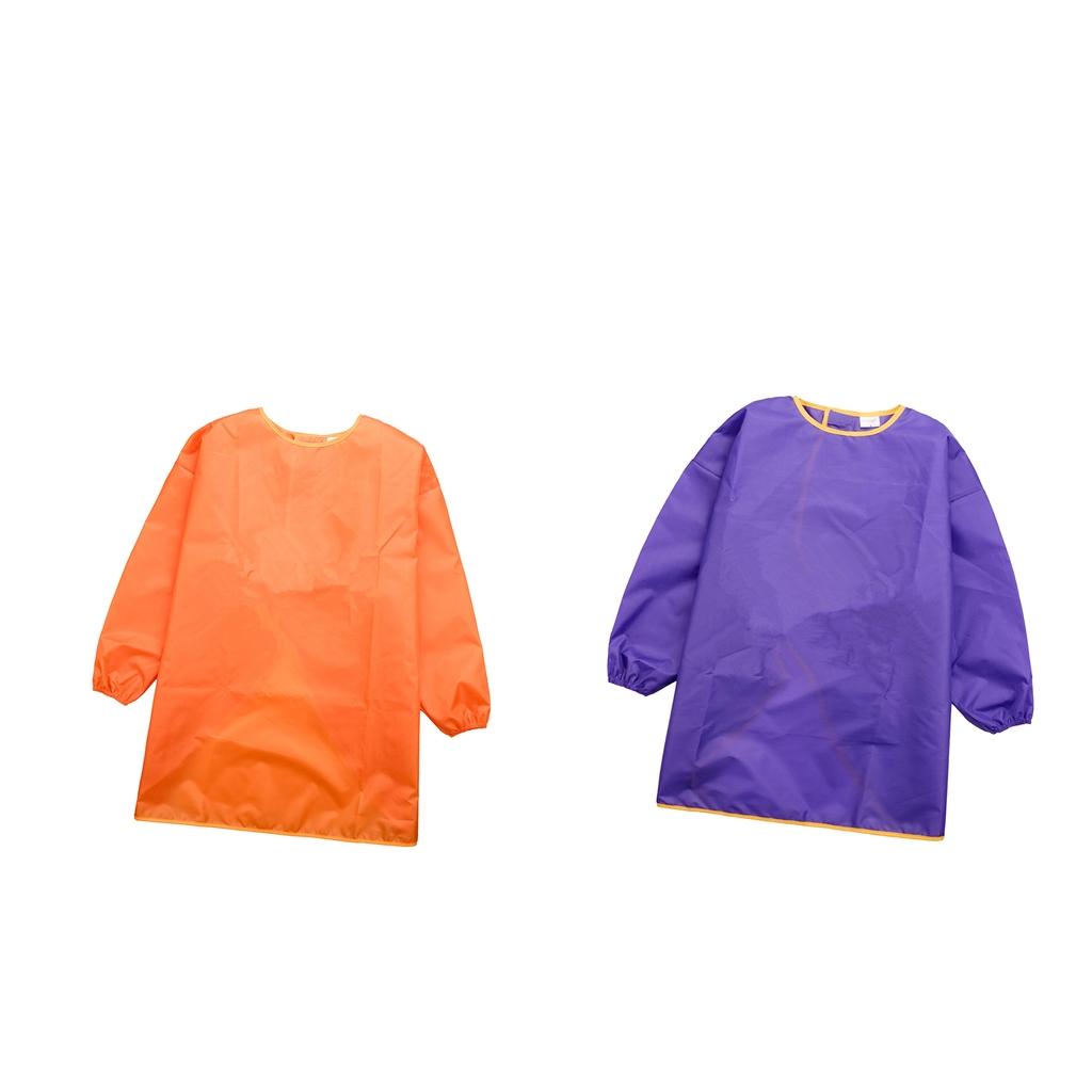 2Pcs Children Long Sleeve Drawing Painting Waterproof Smock orange purple