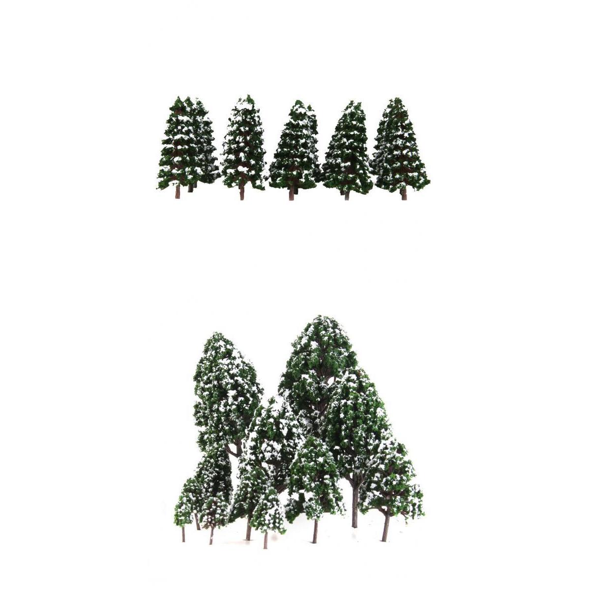 32Piece Dark Green Snow Tree Models 1:50-1:500 Layout for Train Railway Prop