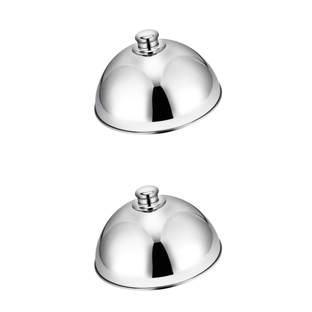 2Pcs Stainless Steel Food Cover Cloche Plate with Domed Cover Dish 10 12.5in