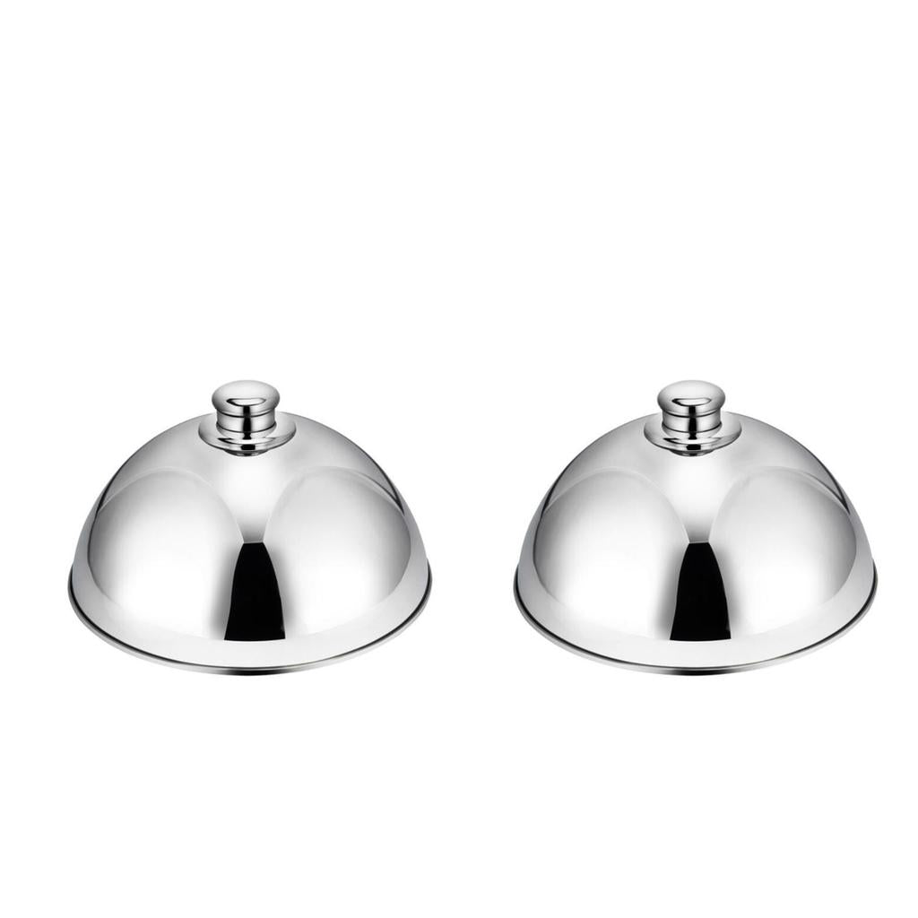 2Pcs Stainless Steel Food Cover Cloche Plate with Domed Cover Dish 10 12.5in