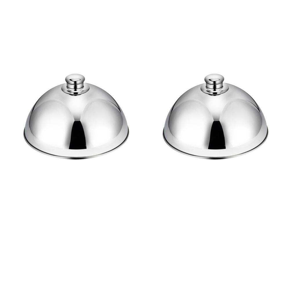 2Pcs Stainless Steel Food Cover Cloche Plate with Domed Cover Dish 10 12.5in