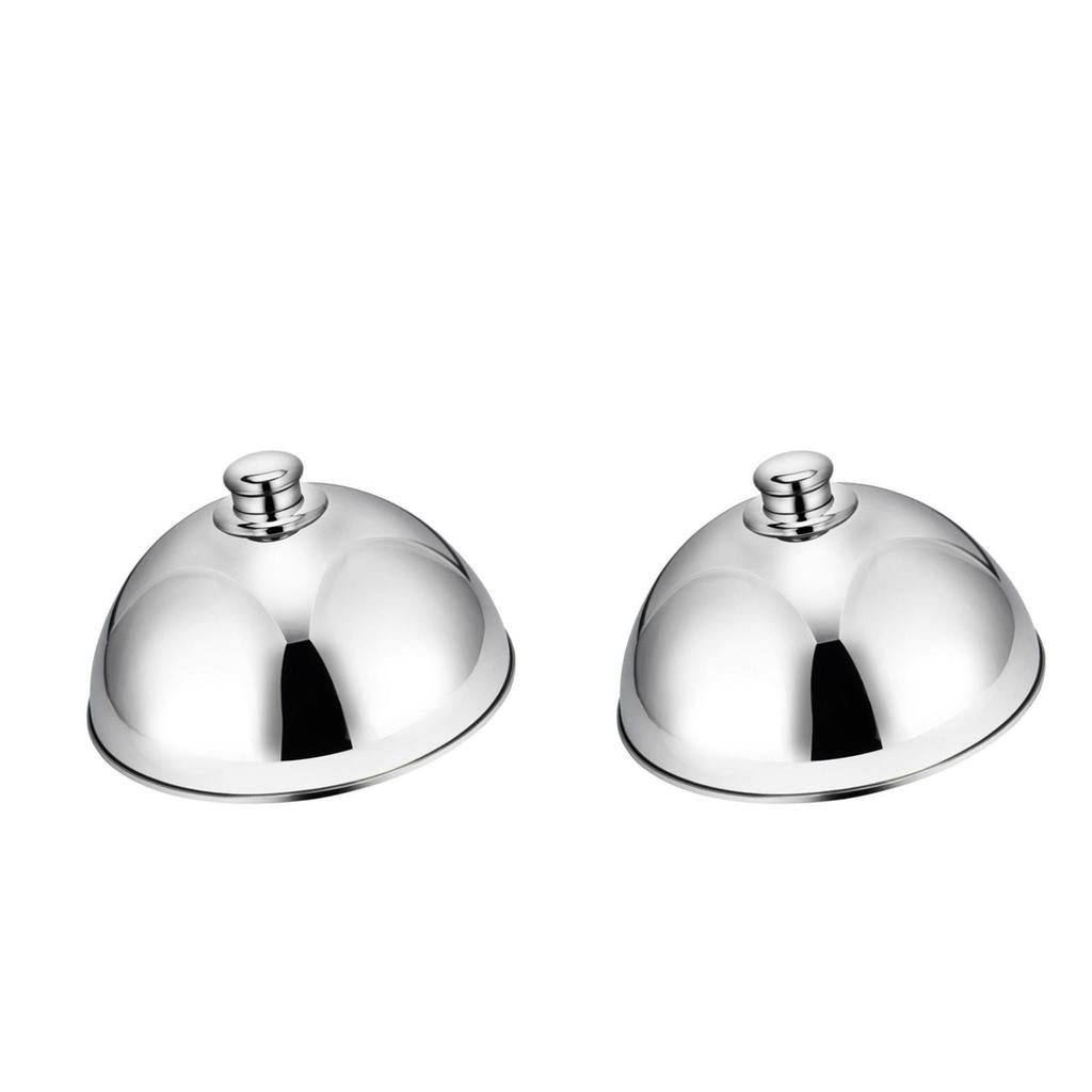 2Pcs Stainless Steel Food Cover Cloche Plate with Domed Cover Dish 10 12.5in
