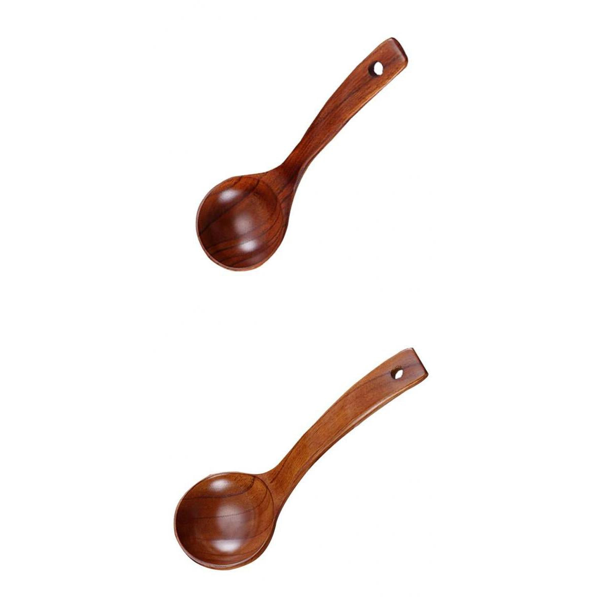 2Pcs Natural Wooden Bamboo Ladle Soups, Sauces, Casseroles, Porridge