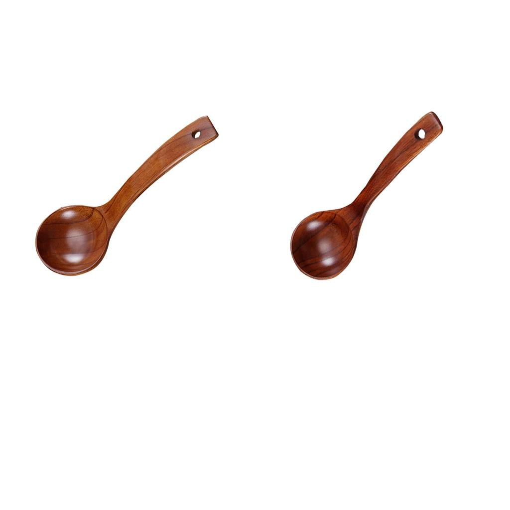 2Pcs Natural Wooden Bamboo Ladle Soups, Sauces, Casseroles, Porridge